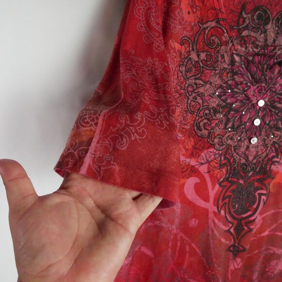 Appropriate Behavior Size XXL Short Sleeved Tunic BOHO Design Top Rhinestone - Picture 7 of 14